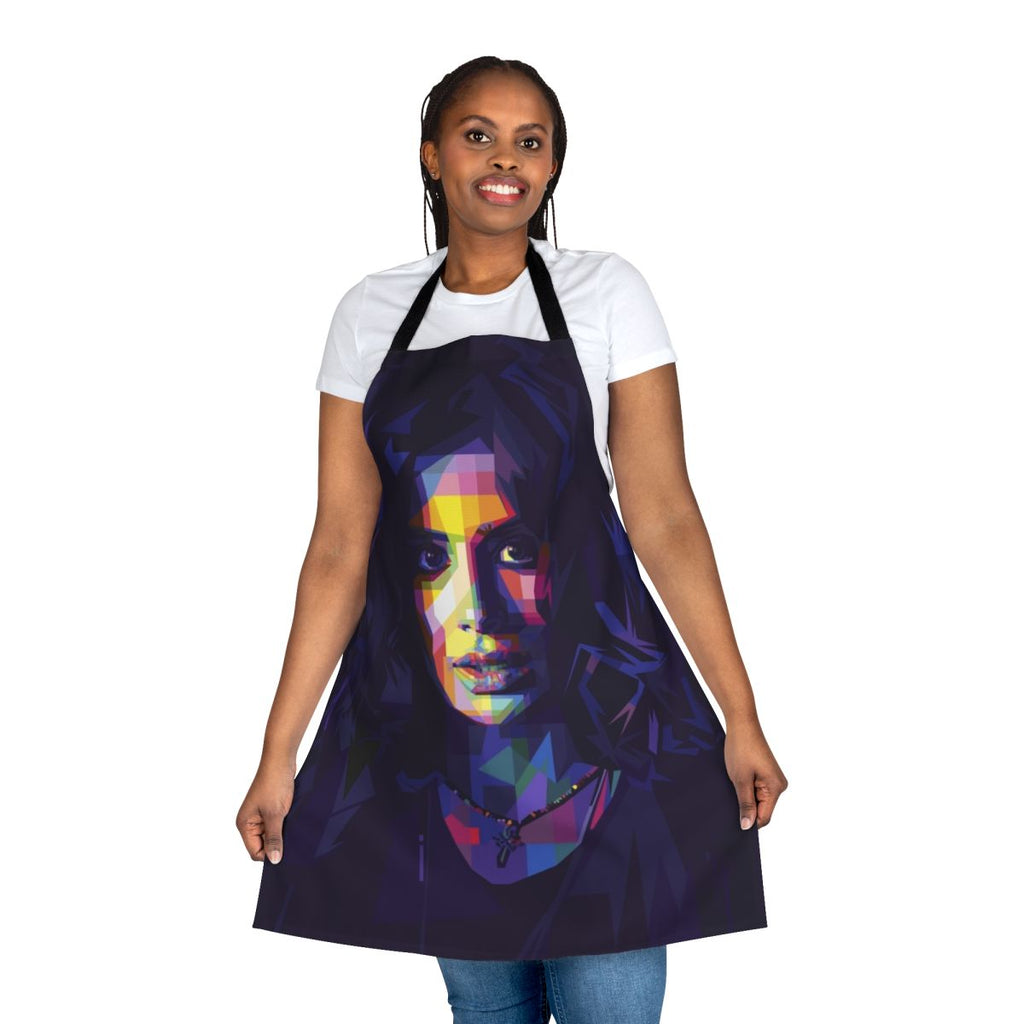 Colorful pop art style apron featuring the character Crazy Jane from the DC series Doom Patrol