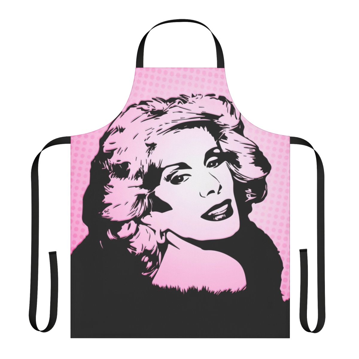 Colorful pop art-style apron featuring the likeness of renowned comedian Joan Rivers