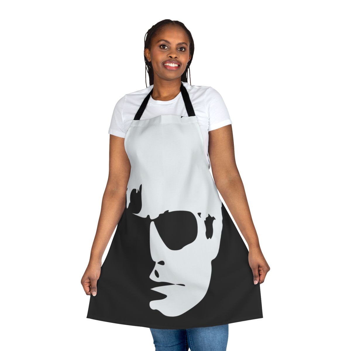 Colorful retro-style apron with Andy Warhol-esque pop art patterns
