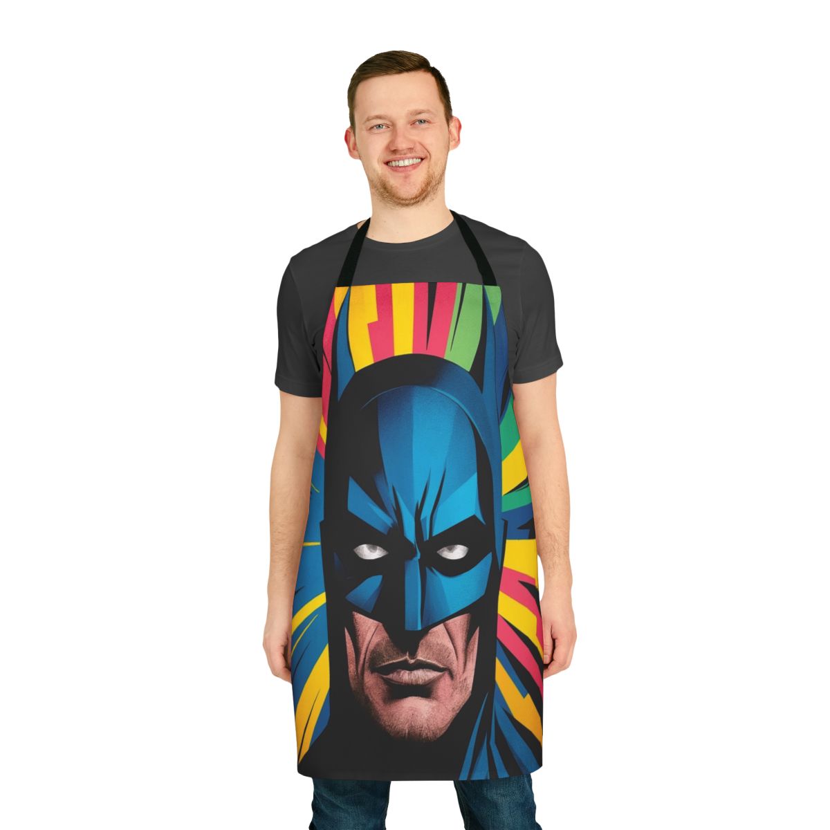 Colorful and eye-catching pop art style superhero Batman apron