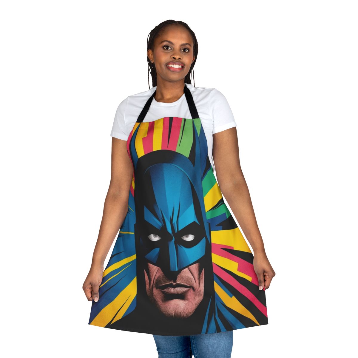 Colorful and eye-catching pop art style superhero Batman apron