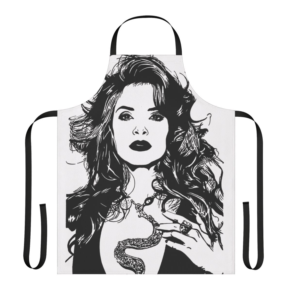 Colorful apron featuring a pop art design inspired by Mexican singer Gloria Trevi