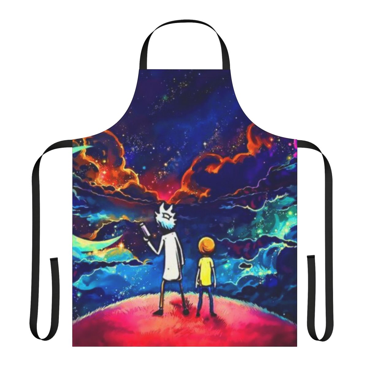 Colorful abstract art apron featuring a playful pop culture design