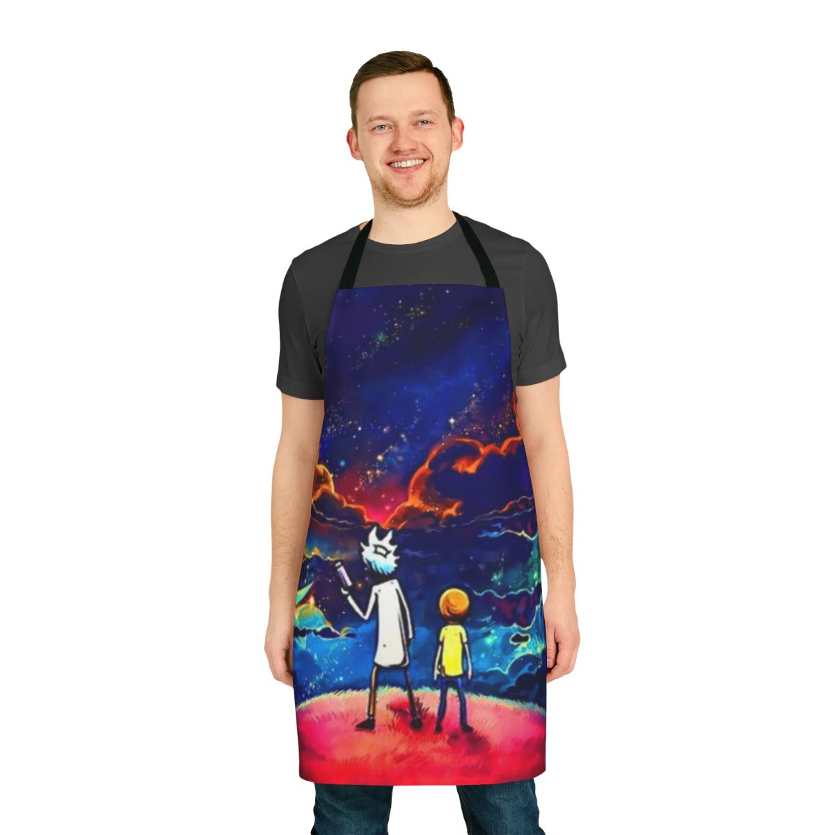 Colorful abstract art apron featuring a playful pop culture design