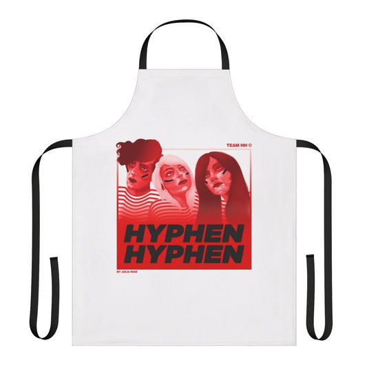 Colorful apron featuring a pop music fan illustration in a French style