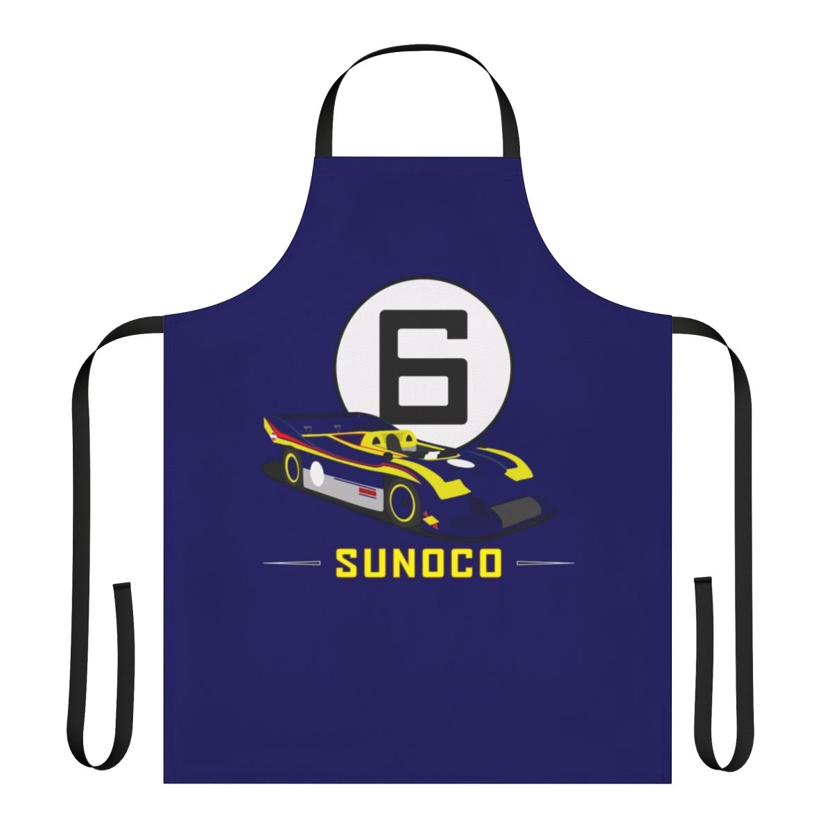 Colorful Porsche 917 inspired apron with vintage racing design