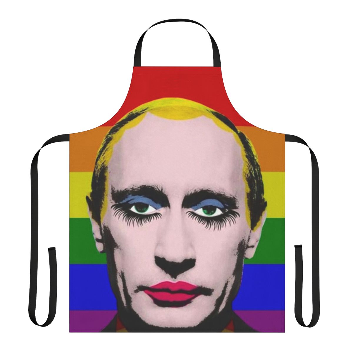 Colorful apron featuring a pride flag design