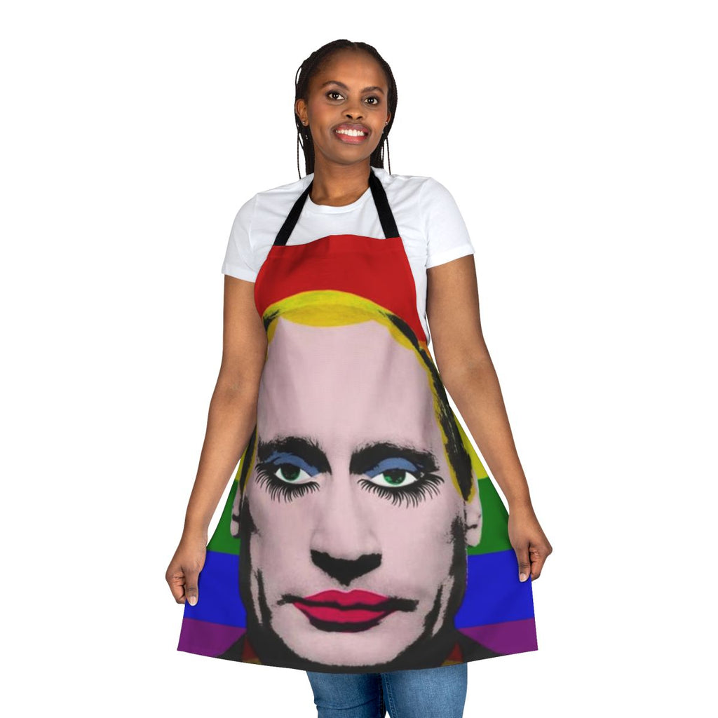 Colorful apron featuring a pride flag design