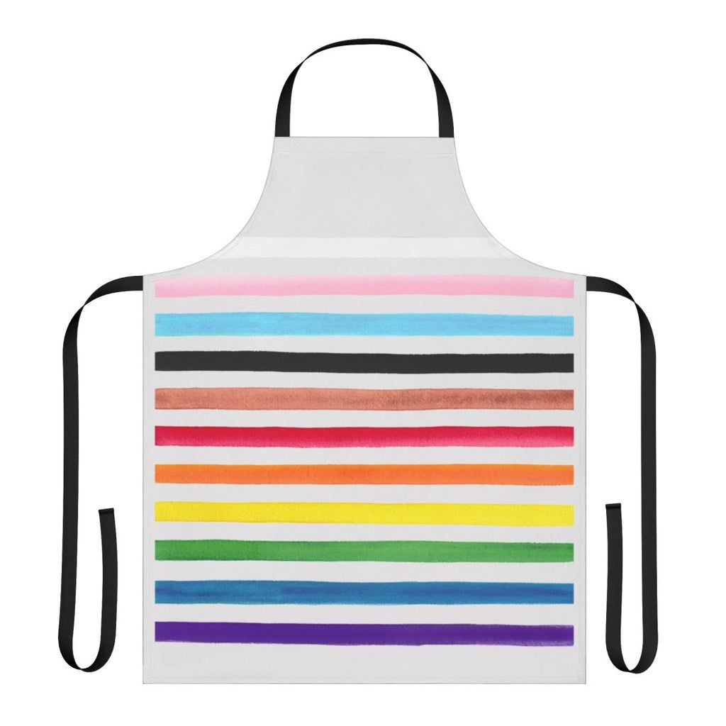 Colorful progress pride flag pattern printed on a high-quality apron