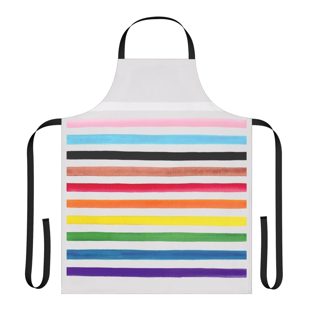 Colorful progress pride flag pattern printed on a high-quality apron