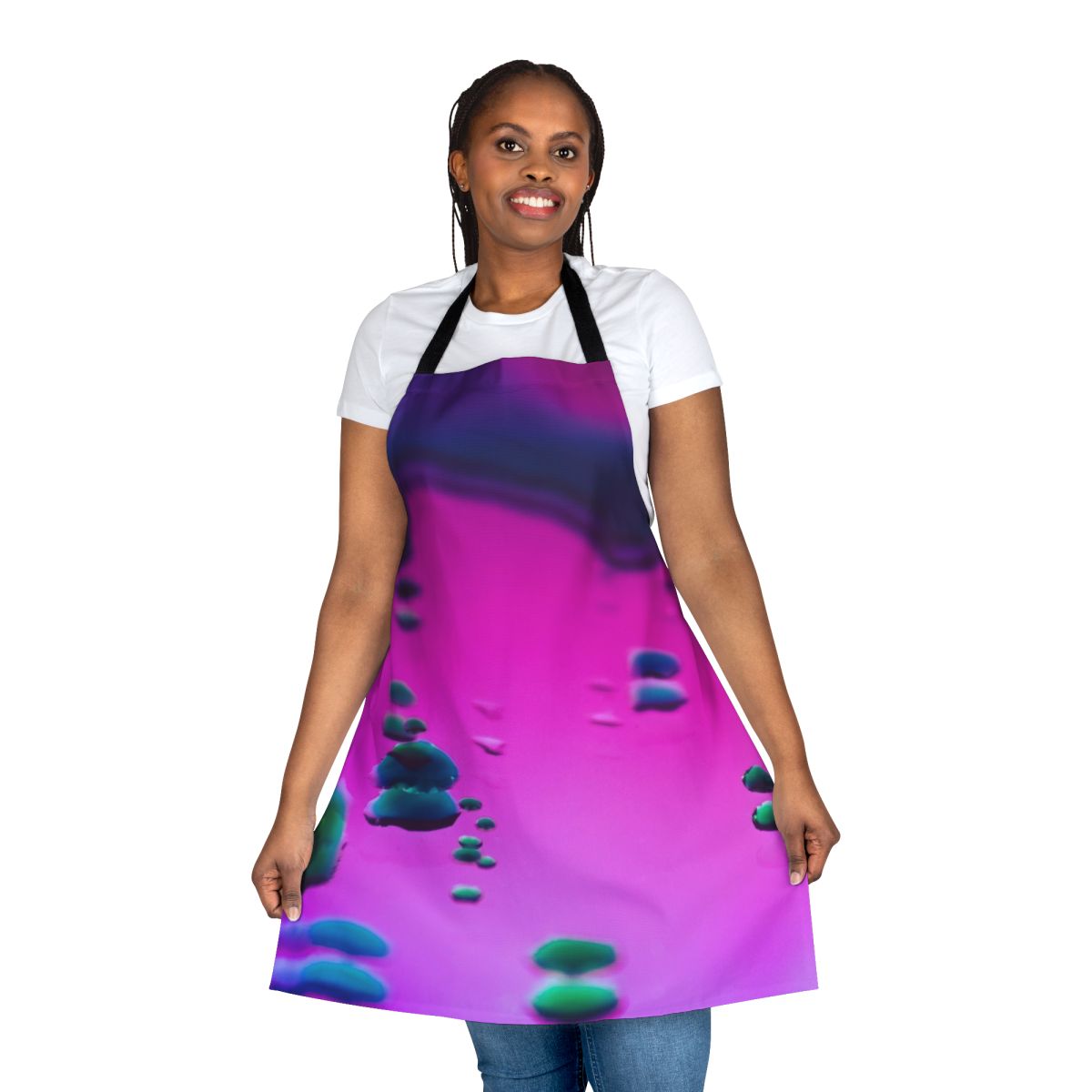 Colorful and vibrant psychedelic-inspired apron with an abstract, surreal design