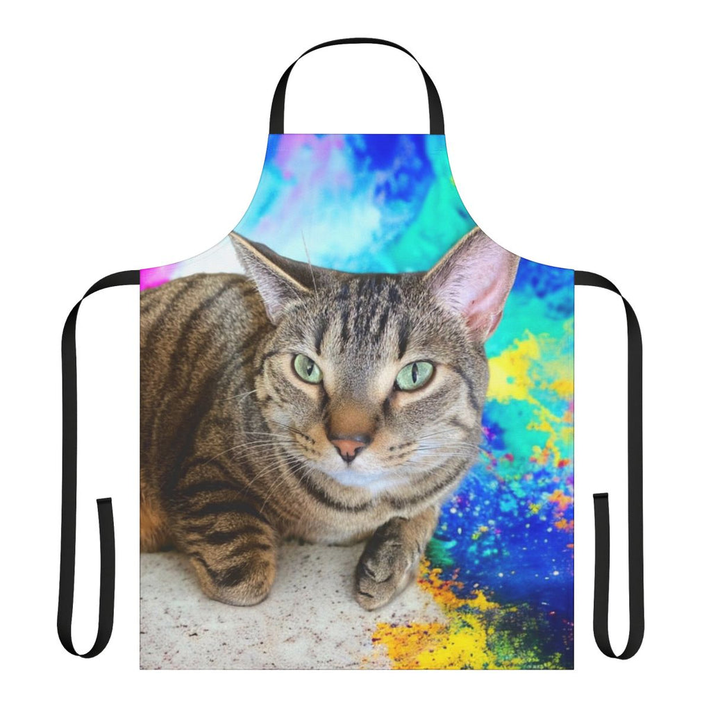 Colorful tie dye apron with a psychedelic pattern design