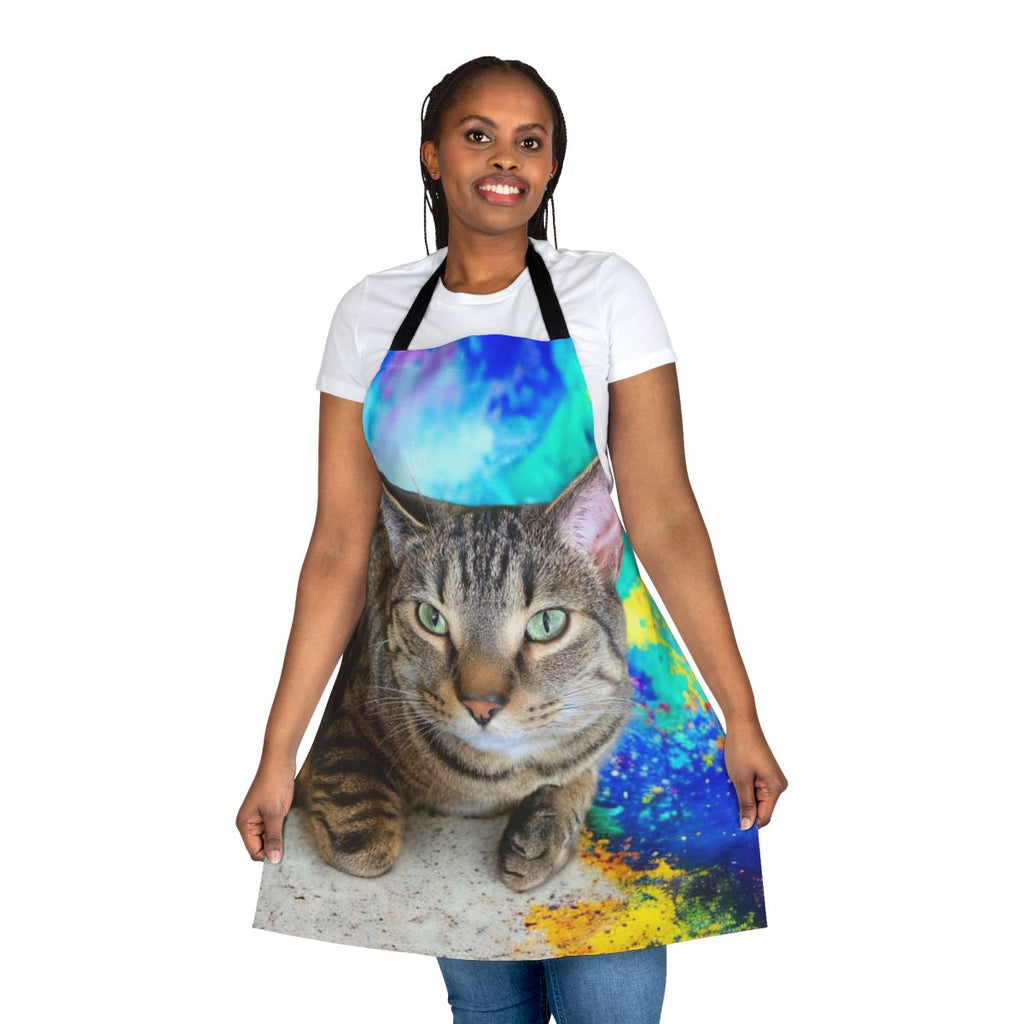 Colorful tie dye apron with a psychedelic pattern design