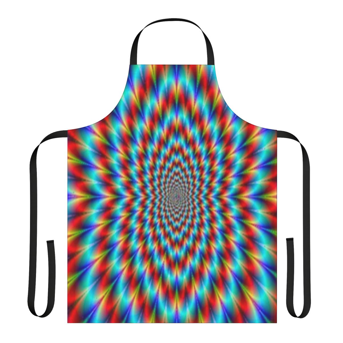 Psychedelic rainbow pattern apron with a vibrant, mind-bending optical illusion design