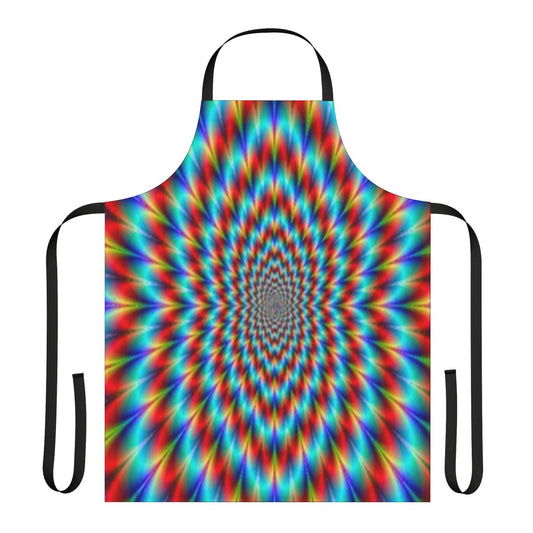 Psychedelic rainbow pattern apron with a vibrant, mind-bending optical illusion design