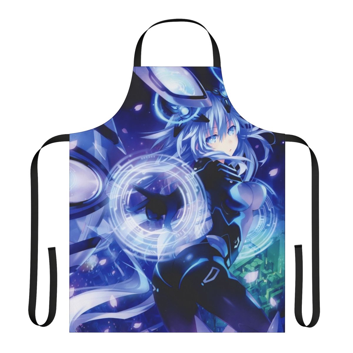Stylish purple apron inspired by the Neptunia video game series