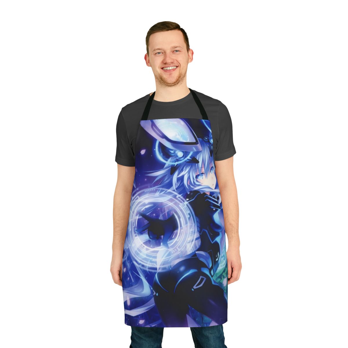 Stylish purple apron inspired by the Neptunia video game series