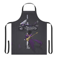 Stylish purple apron featuring a motorcycle and guitar design