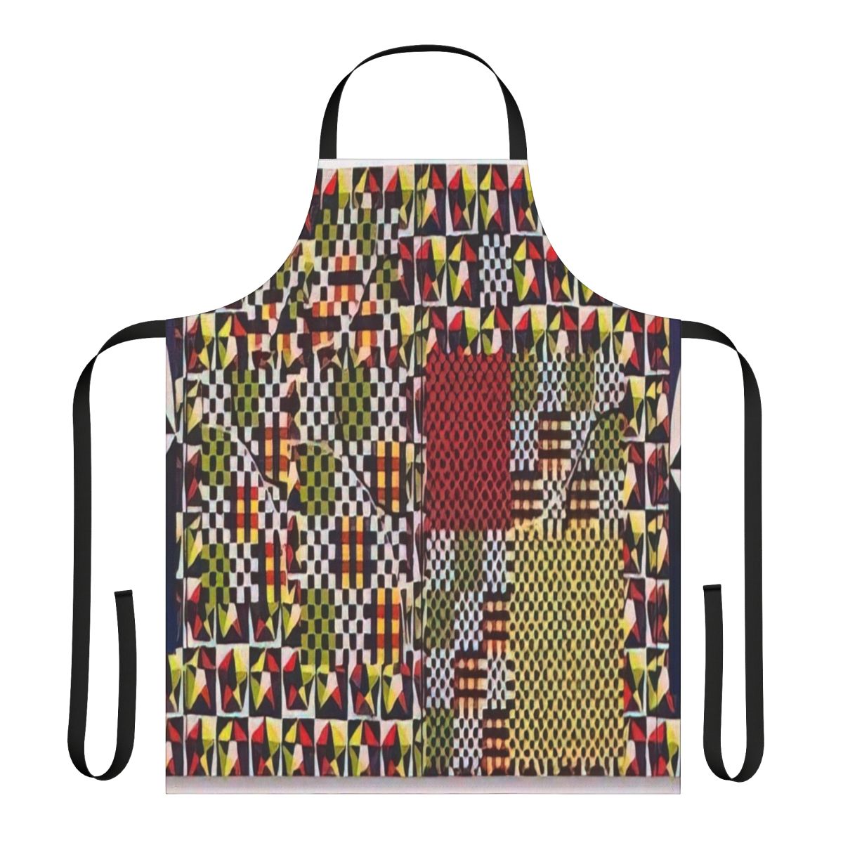 Vibrant abstract apron featuring the Pythagorean Theorem design by acclaimed artist Alfred Jensen