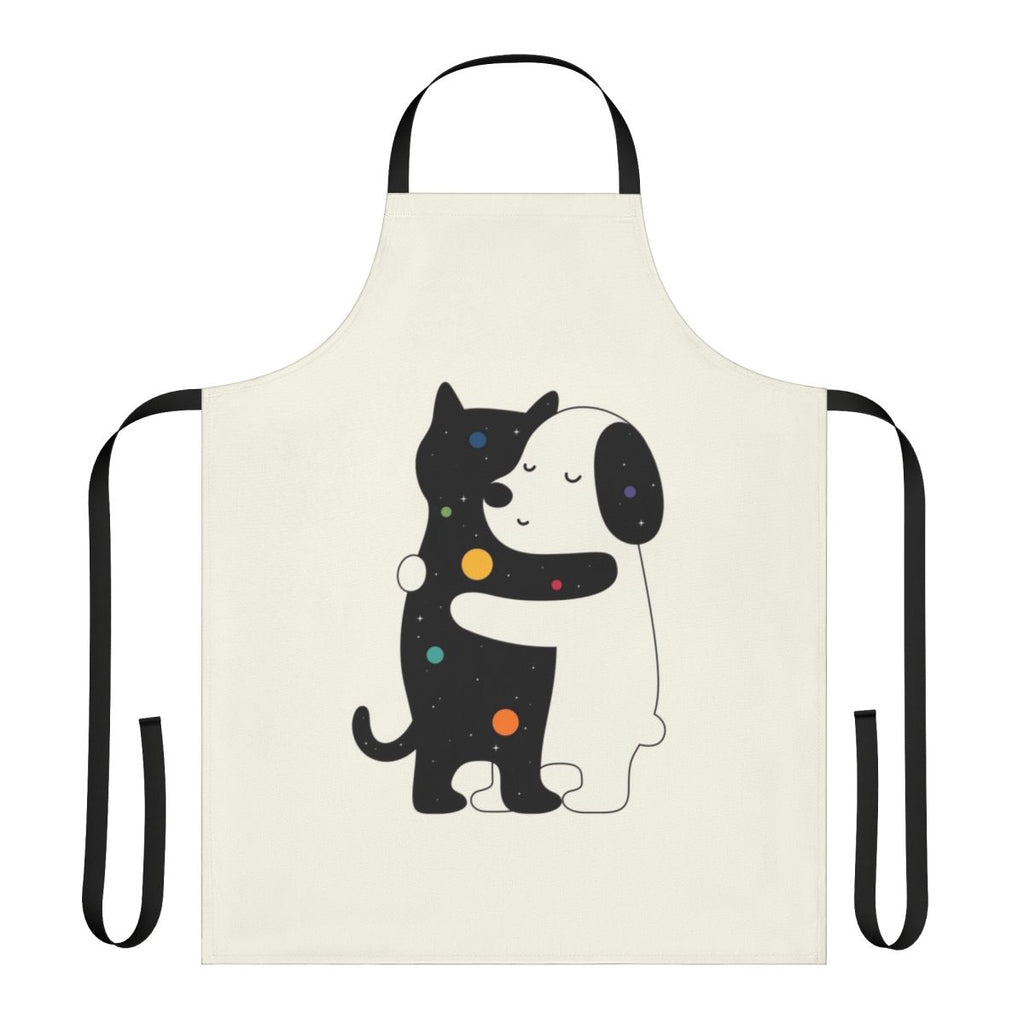 Colorful universal language apron with hugging pets design