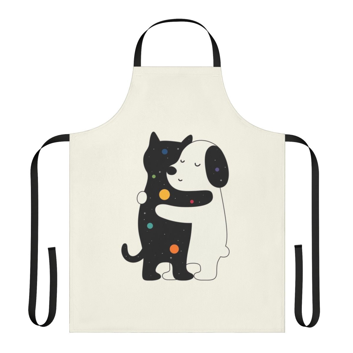 Colorful universal language apron with hugging pets design