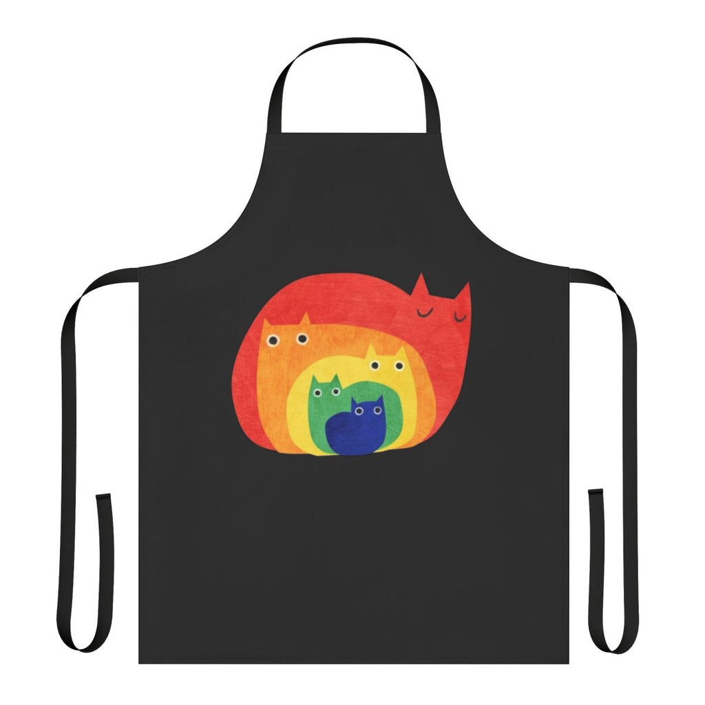 Colorful apron featuring a playful rainbow cat design