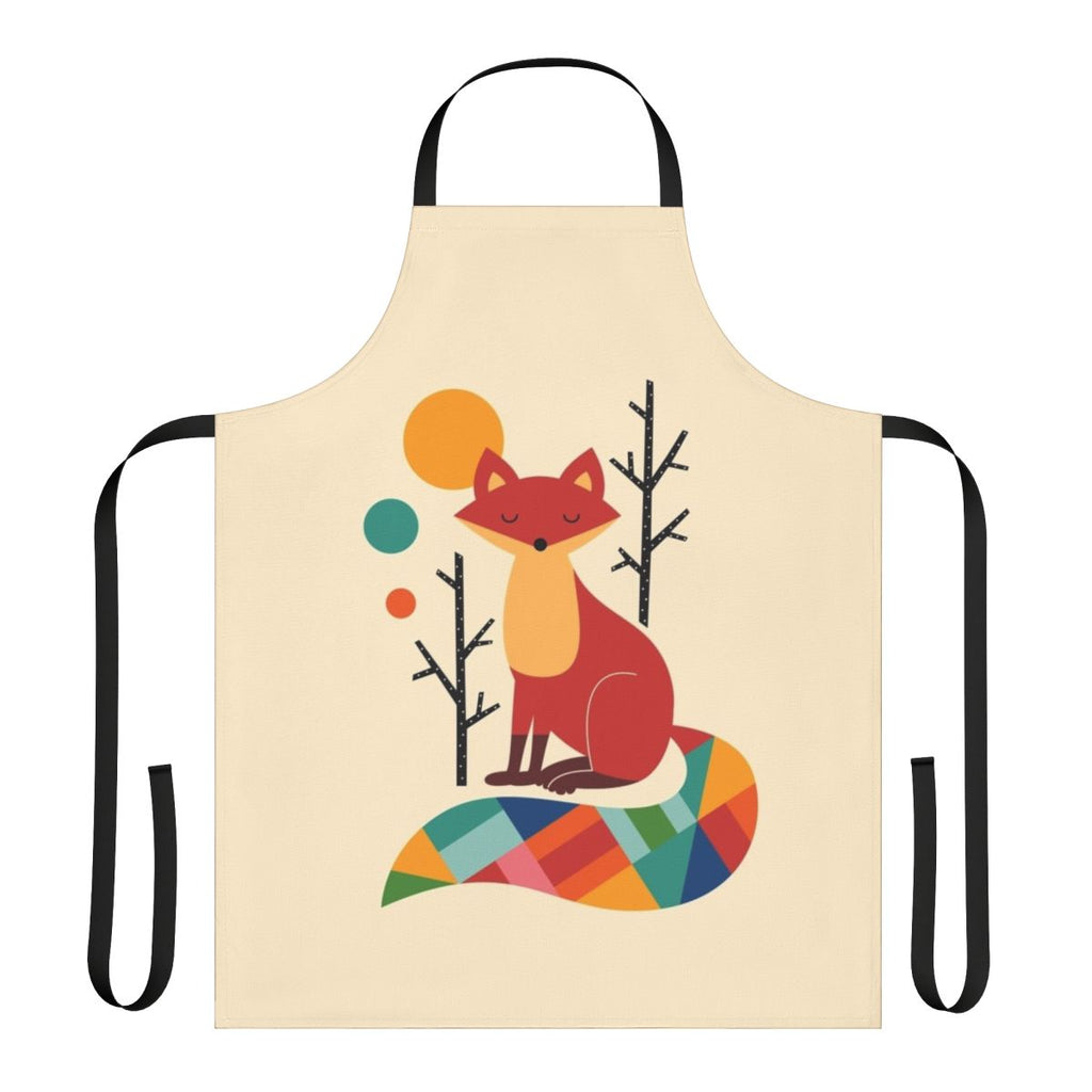 Colorful apron featuring a playful rainbow fox design