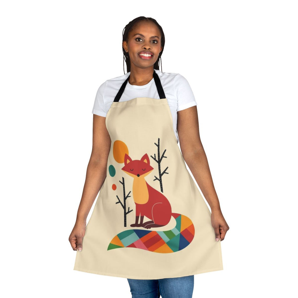 Colorful apron featuring a playful rainbow fox design