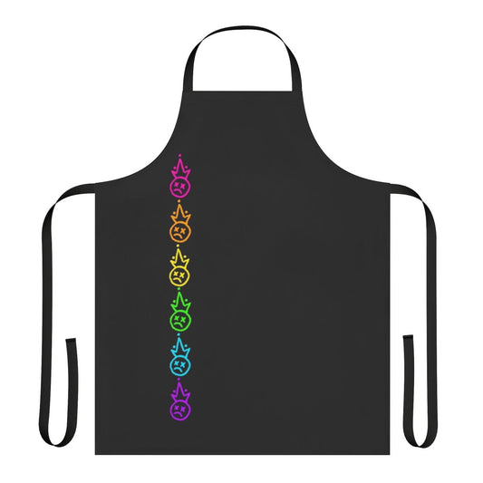 Colorful rainbow logo printed on a high-quality apron