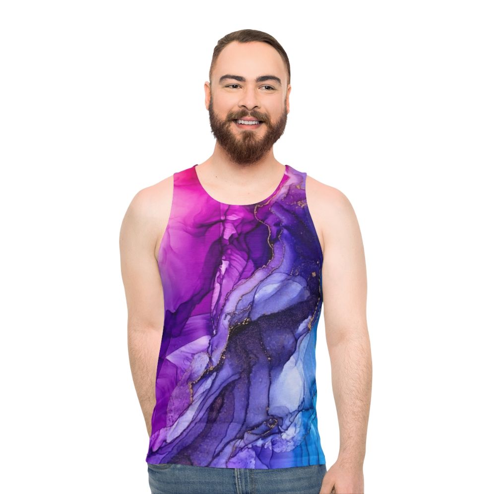Vibrant rainbow ombre abstract unisex tank top