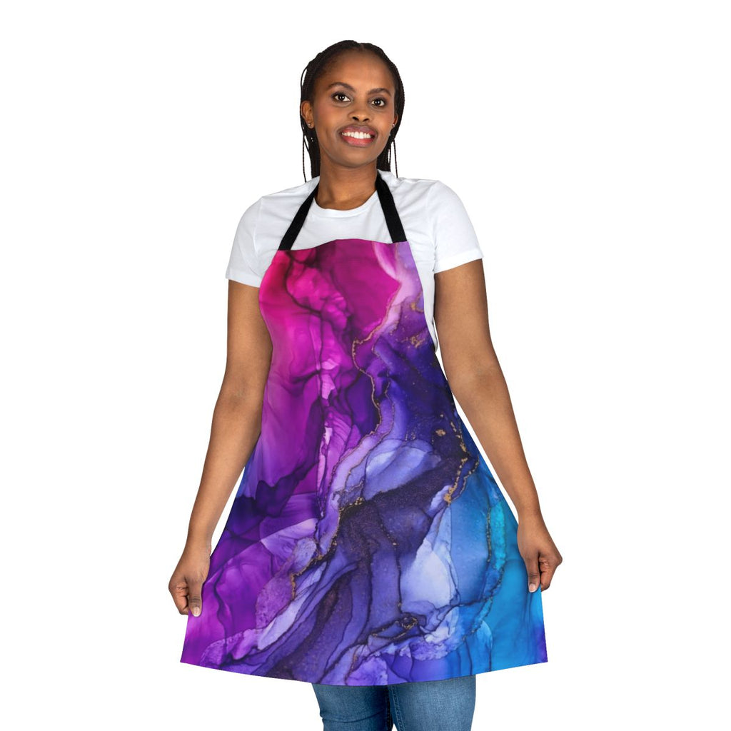 Vibrant, abstract rainbow ombre pattern on a modern, colorful apron