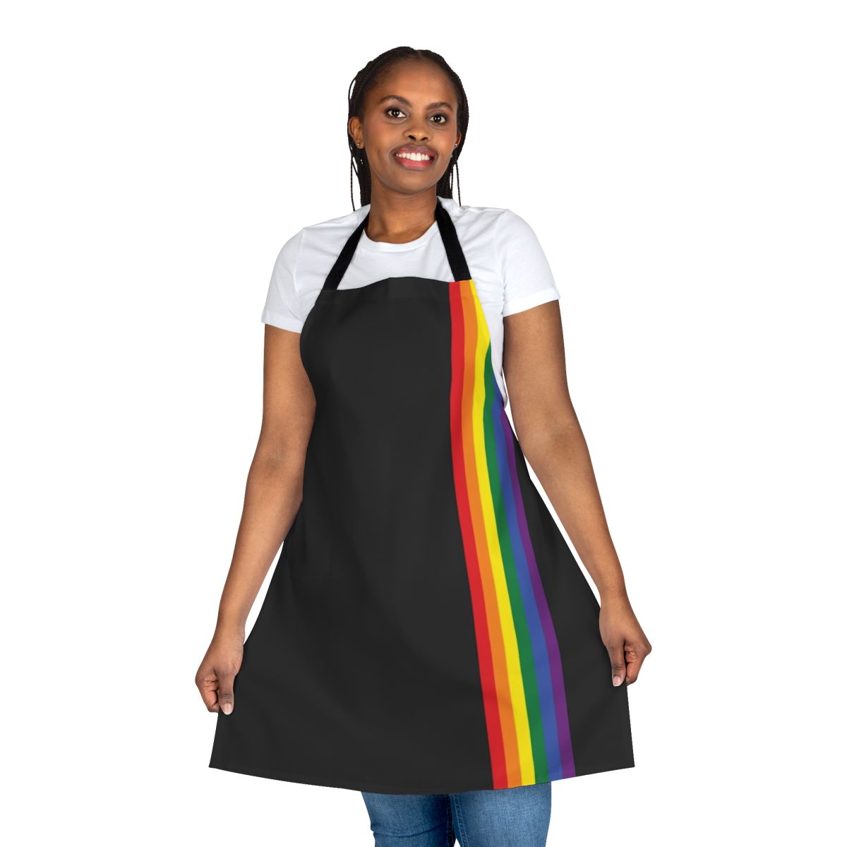 Colorful rainbow pride apron with LGBT flag design