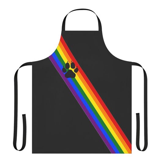 Colorful rainbow pup-themed sash apron