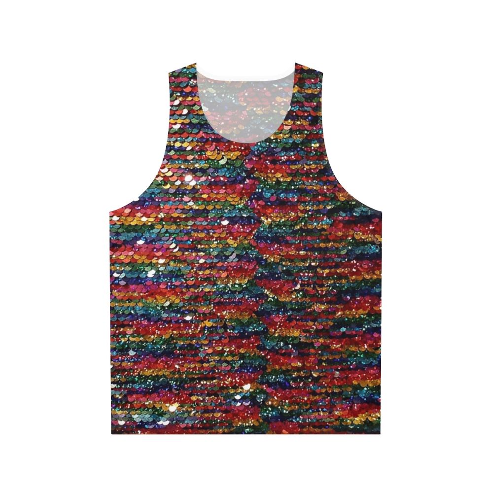 Vibrant rainbow sequin unisex tank top
