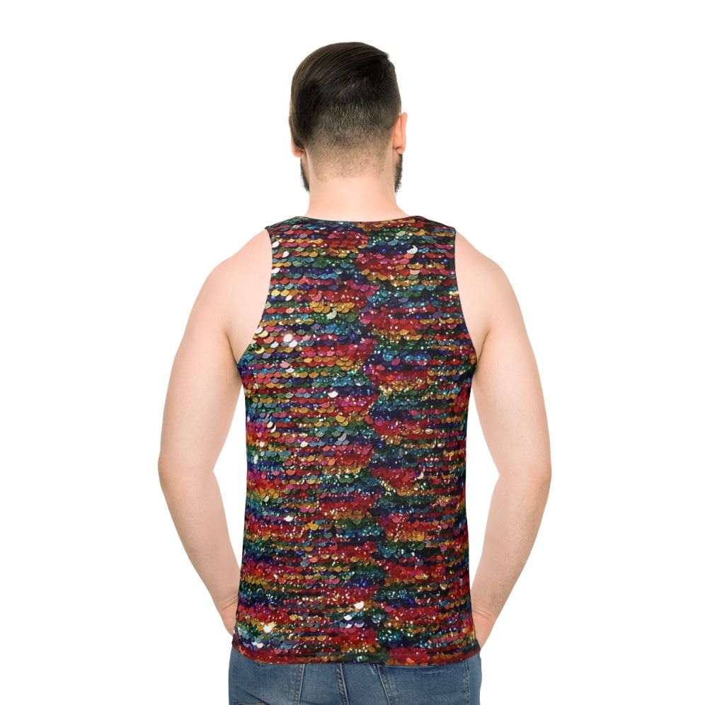 Vibrant rainbow sequin unisex tank top