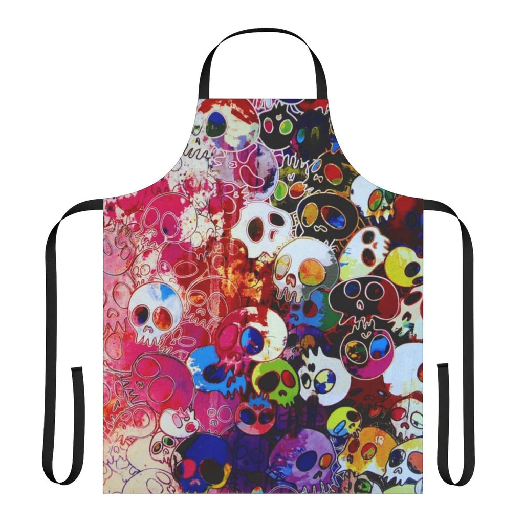 Colorful rainbow skull and sunflower print apron