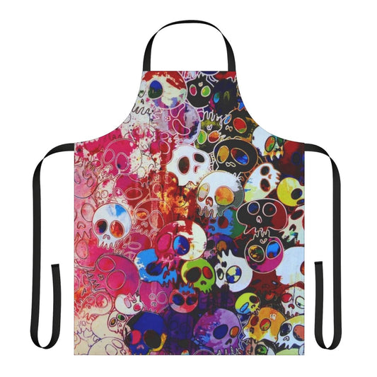Colorful rainbow skull and sunflower print apron