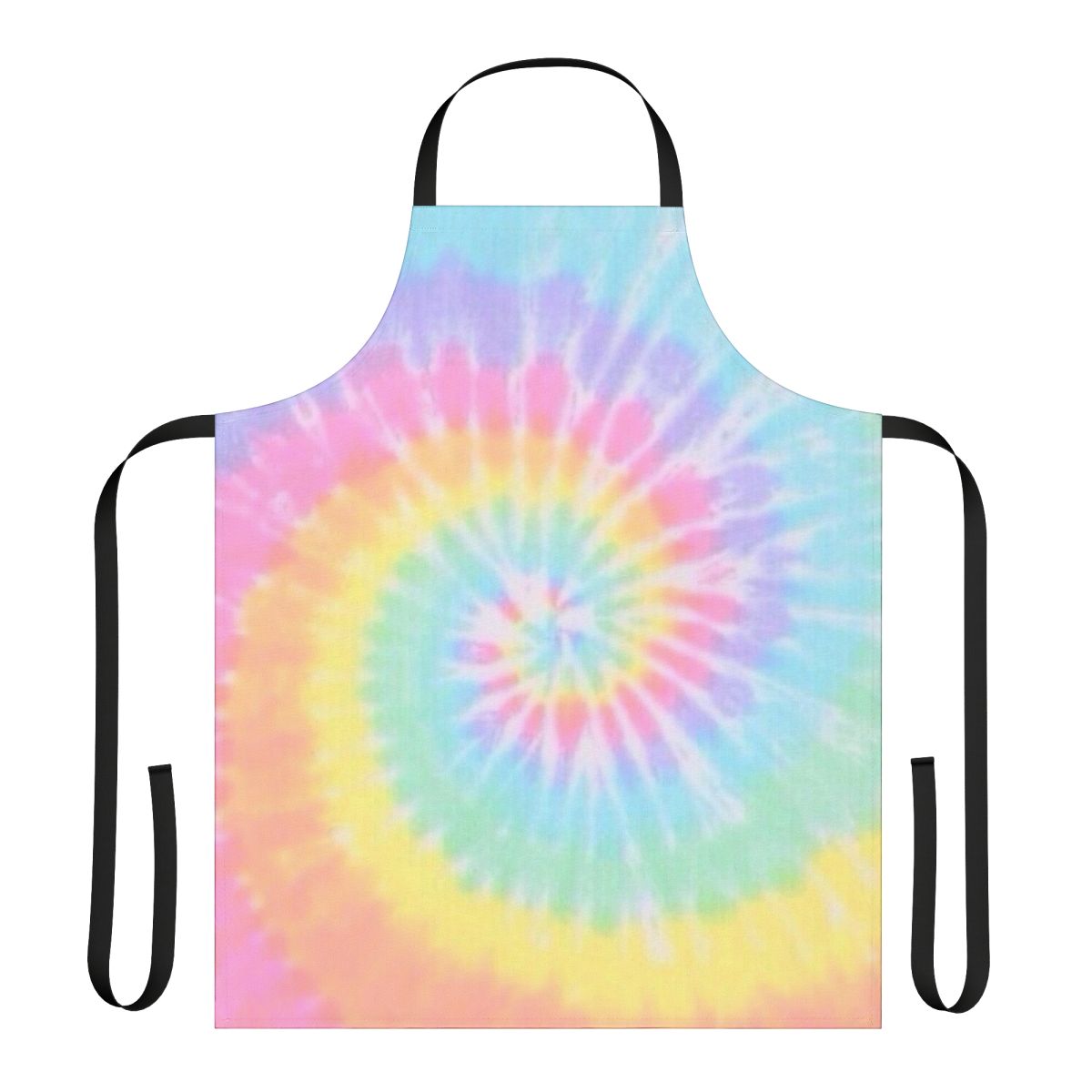 Colorful rainbow tie dye apron with a vibrant, unique design