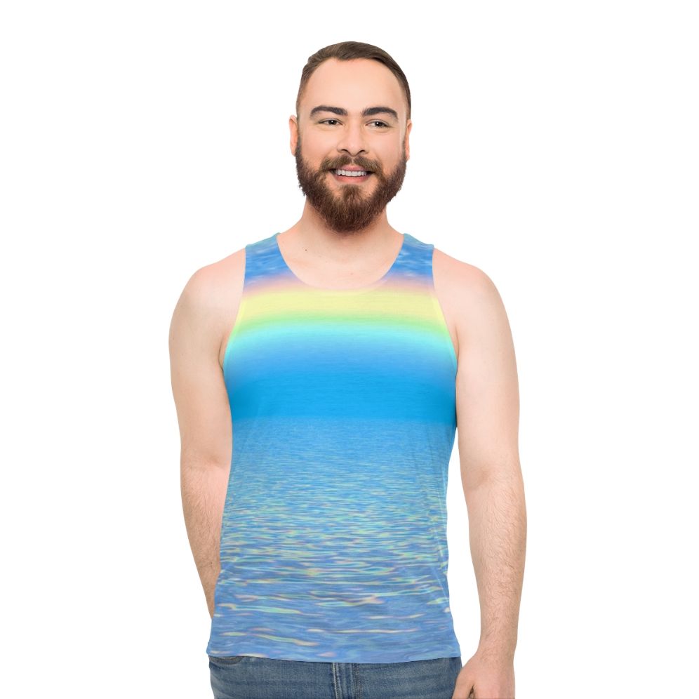 Unisex tank top with a vibrant rainbow design