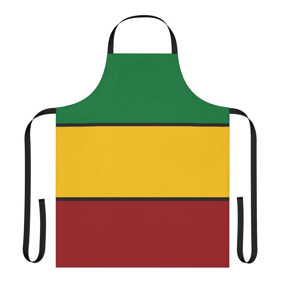 Rasta stripes apron featuring bold red, green, and gold colors