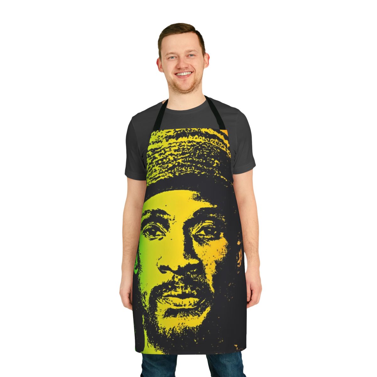Vibrant Rastafarian-inspired flag design on a high-quality kitchen apron