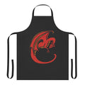 Vibrant red dragon themed apron with mythical beast design