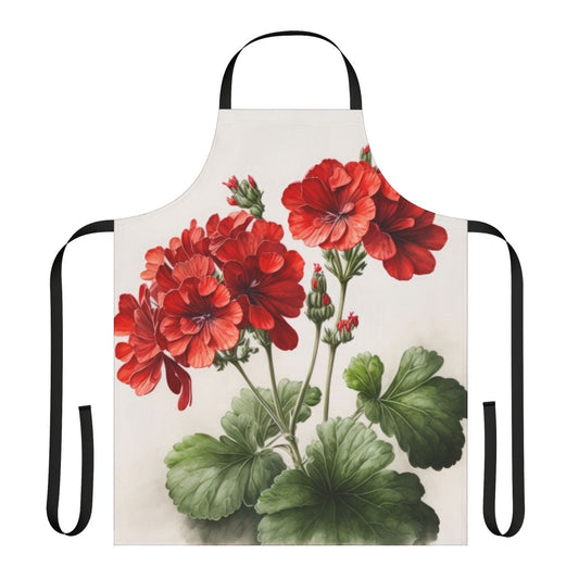 Apron with a beautiful red geranium flower design
