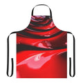 Model wearing a vibrant red latex fantasy apron