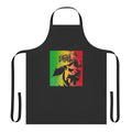 Reggae-inspired apron featuring Vaughn Benjamin's iconic artwork and Rastafarian colors