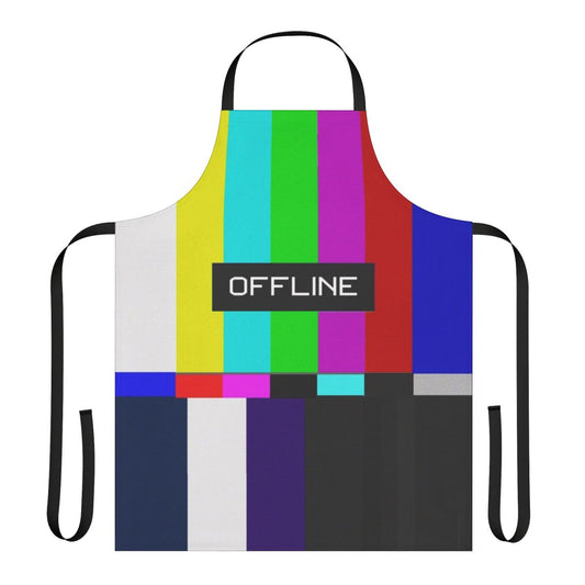 Colorful striped apron with retro analog television test pattern design