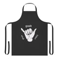 Colorful vintage-style apron with "Good Vibes Only" quote