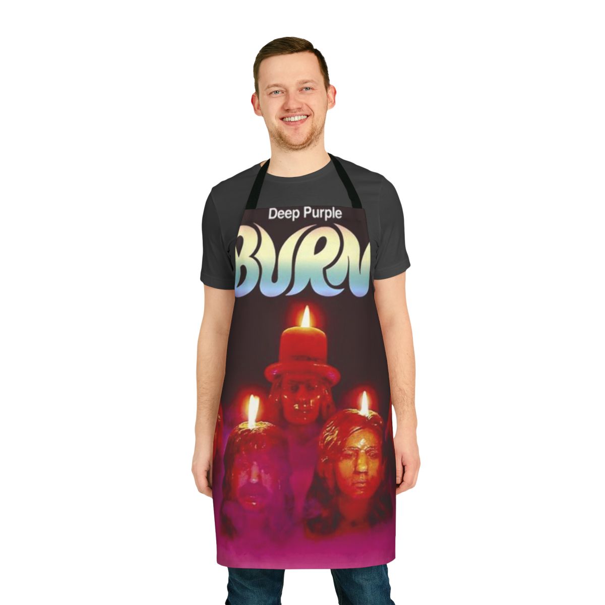 Vibrant retro music-inspired apron with bold colors and design