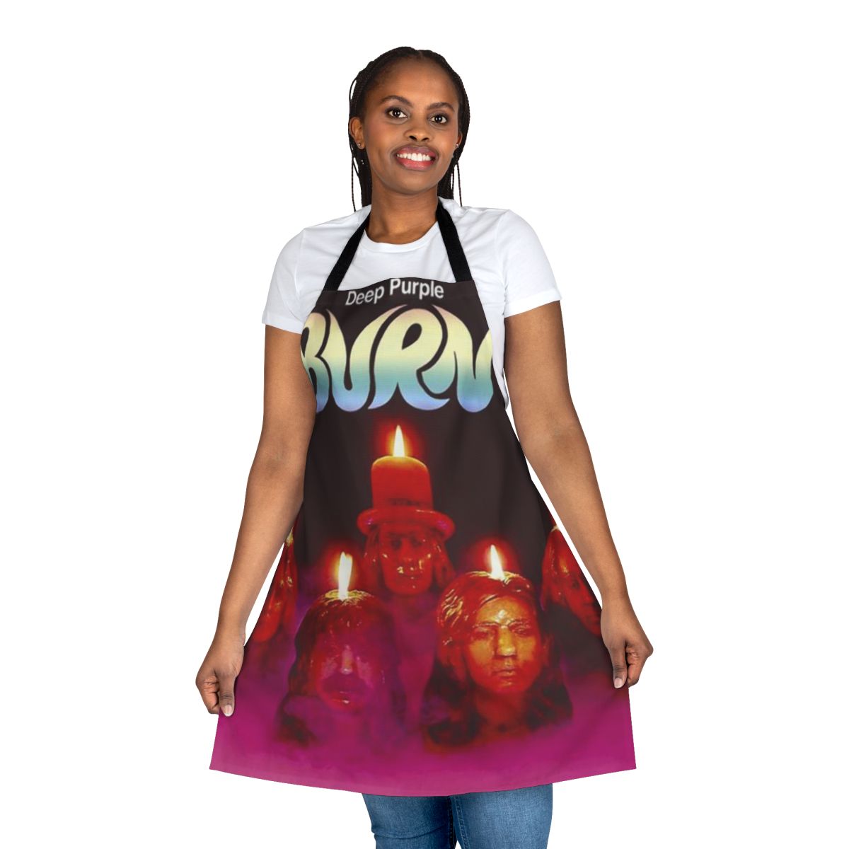 Vibrant retro music-inspired apron with bold colors and design