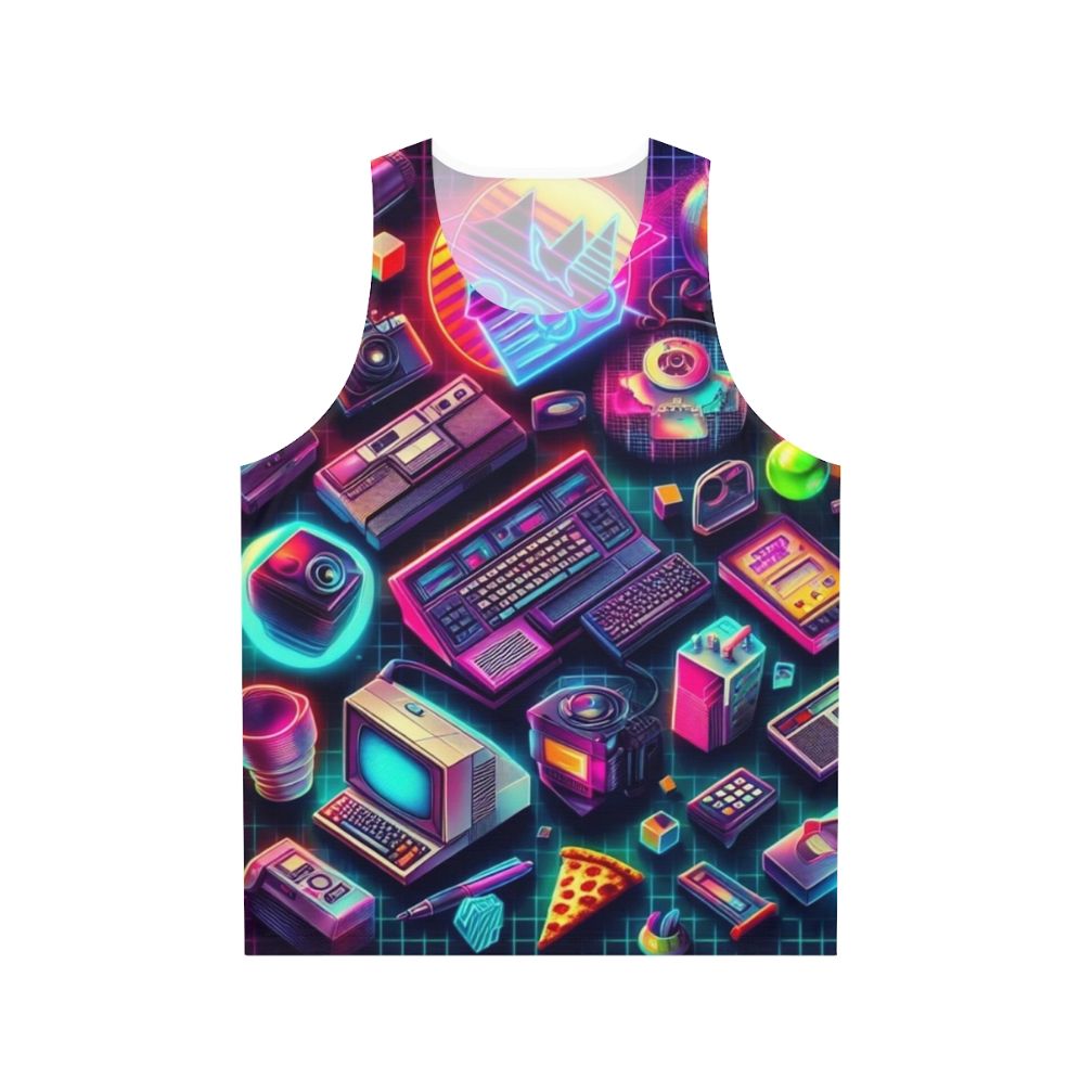 Retro-inspired colorful tech unisex tank top
